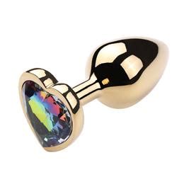 Plug Anal G Dourado Coração Brilhante x cm Cores