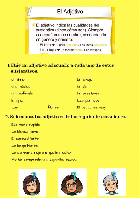 El Adjetivo Online Activity For Cuarto Live Worksheets