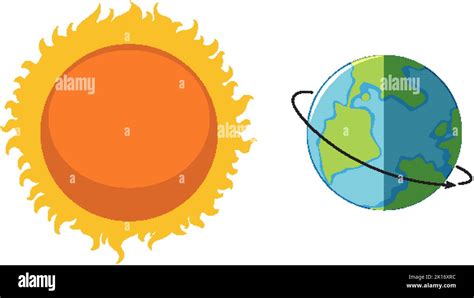 The Sun And Earth Planet Isolated Illustration Stock Vector Image And Art