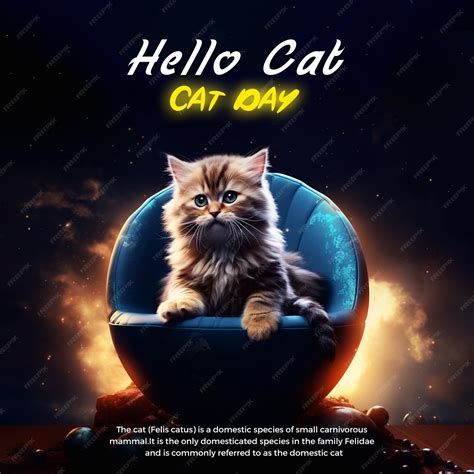 Premium Psd International Cat Day Poster Template Cat On Planet