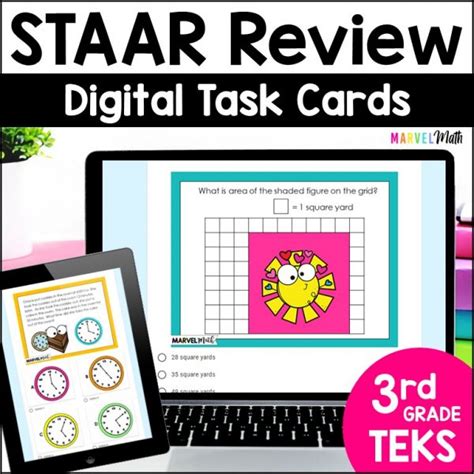 3rd Grade Math Staar Review Task Cards Bundle Digital Marvel Math