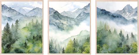 Bigwig Prints Misty Forest Wall Art Abstract Mountain