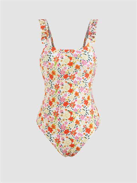 Ditsy Floral One Piece Swimsuit For Vacation