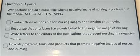 Solved Question 5 1 ﻿pointwhat Actions Should A Nurse Take