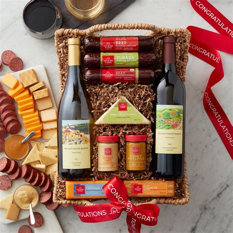 Congratulations Hearty Bites Wine Gift Basket Hickory Farms