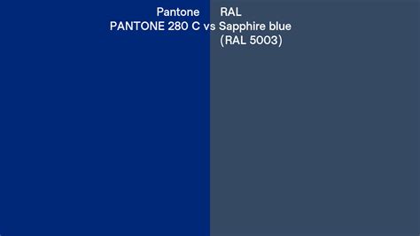 Pantone 280 C Vs RAL Sapphire Blue RAL 5003 Side By Side Comparison