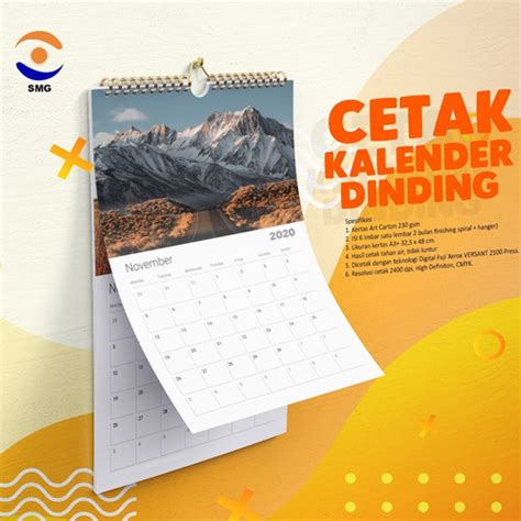 Jual Cetak Kalender Dinding Hanger Spiral Kawat Tahun Baru 6 Lembar