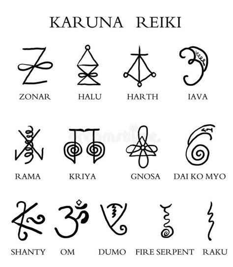 A Set Of Reiki Symbols Isolated On White Hand Drawn Elements For