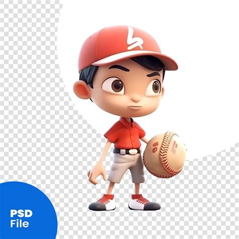 Renderiza O D De Um Menino Jogador De Beisebol Modelo Psd De