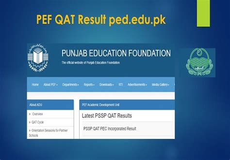 PEF QAT Result 2022 Pef Edu Pk PSSP QAT Results With Marksheet