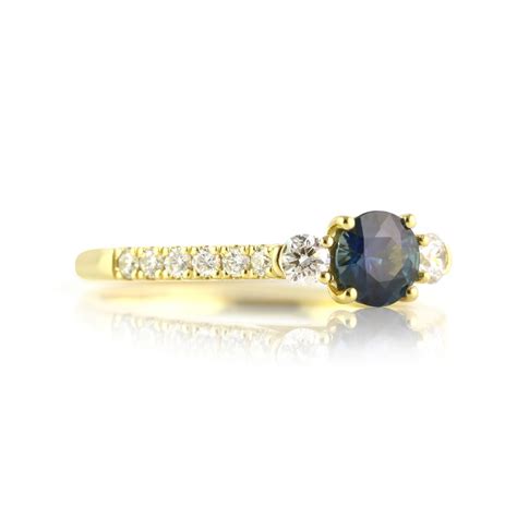 Round Teal Sapphire Diamond Ring Bentley De Lisle