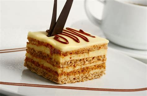 Slice of Vanilla Cream Cake Closeup Stock Image - Image of ...