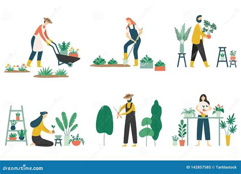 Jardinage De Personnes E Illustration De Vecteur Illustration Du