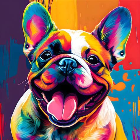 Una Pintura Colorida De Un Perro Con Una Lengua Rosa Foto Premium