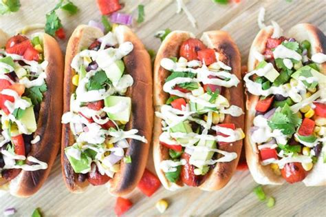 Tex Mex Hot Dogs With Cilantro Cream Drizzle Recipe Recipes Tasty