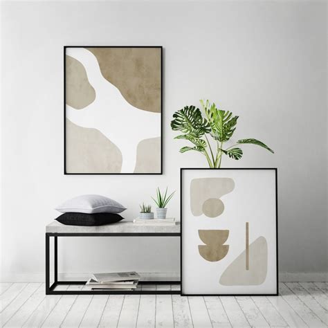 Set Of 2 Piece Mid Century Beige Pastel Nude Minimalistic Etsy
