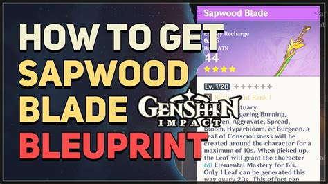 How To Get Sapwood Blade Sumeru Sword Craft Blueprint Genshin Impact