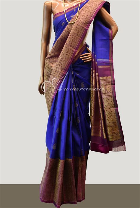 Ms Blue With Violet Border Kancheepuram Silk Lehnga Designs Ms Blue