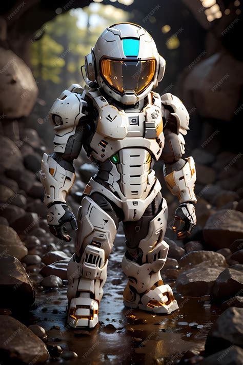 Premium AI Image | A robot mecha standing in the middle of a ruins ...