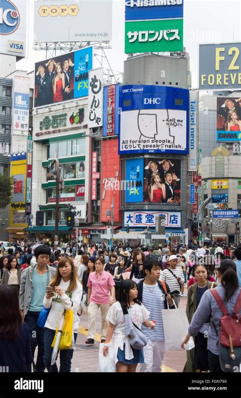 Tokyo Japan Crowds Rush Moving Walking In The Busy Shibuya Station Area