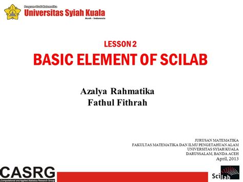 Lesson Basic Element Of Scilab Azalya Rahmatika Fathul Fithrah