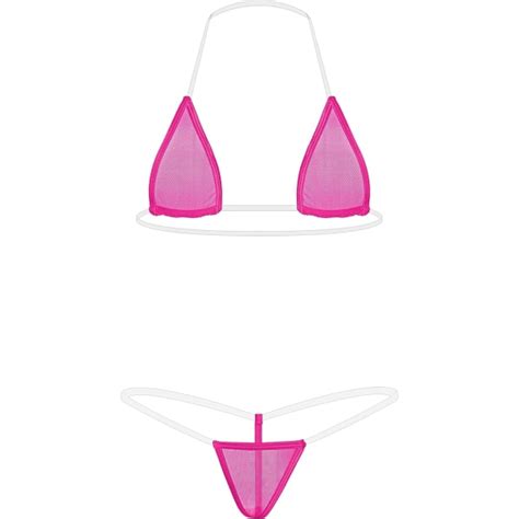 M Kvinnor Sexig Genomskinlig Mini Micro BH Sheer Bikini G String Botten Set Gul Fyndiq
