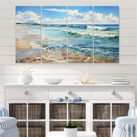 Design Art Beach Seaside Reflections Pointillism I - Nautical & Beach Metal Wall Art Living Room ...