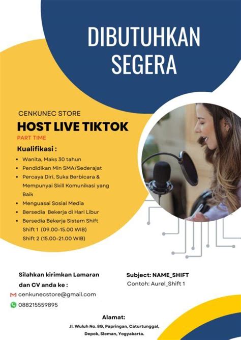 Lowongan Kerja Host Live Tiktok Part Time Di Cenkunec Store