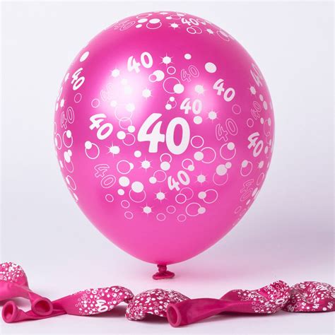 Buy Metallic Pink Circles 40th Birthday Helium Latex Balloons Pack Of