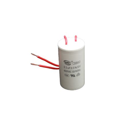 MOTOR RUN SH CAPACITOR 11UF CBB60 450VAC WIRE LEAD CYLINDER WHITE