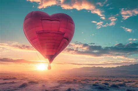 A Heartshaped Hot Air Balloon Gracefully Floats Through The Sky