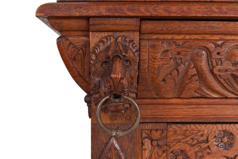 Antique Hand Carved French Henri II Style Oak Cabinet For Sale At