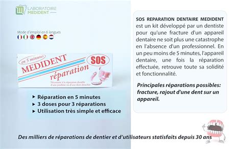 Kit Sos Reparation Dentier Medident R Parez Votre Dentier Cass Vous