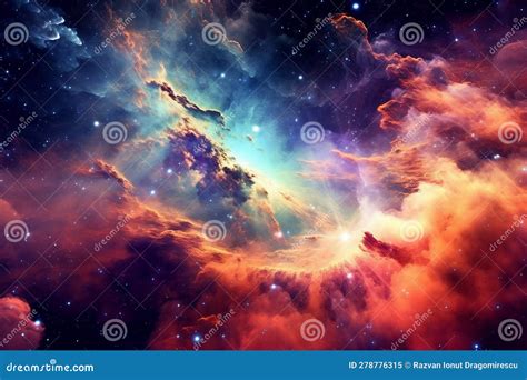 Illustration Showcasing A Vibrant Space Nebula Intricate Gas Clouds