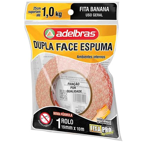 Fita Adesiva Dupla Face 19mm X 10m Espuma Fixa Pro Adelbras Lupel