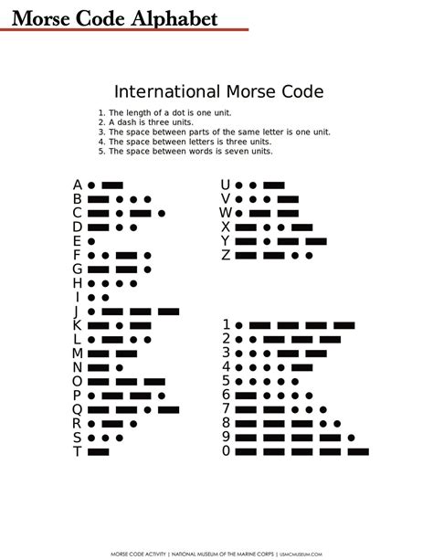 Free Printable Morse Code Charts Pdf Excel