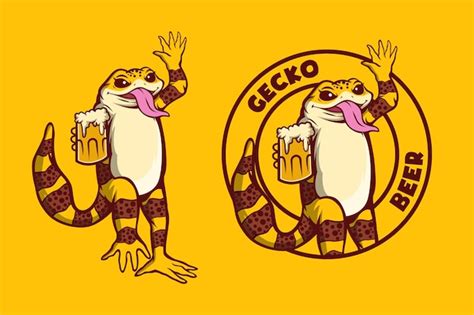 Premium Vector Gecko Beer Mascot Logo Design