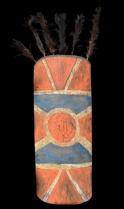 Vintage Cassowary Feather War Shield From Papua New Guinea New Guinean Tribal