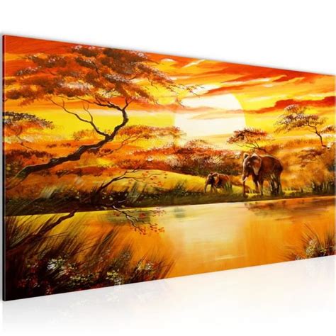 Runa art Tableau Décoration Murale Éléphant d Afrique 100x40 cm 1