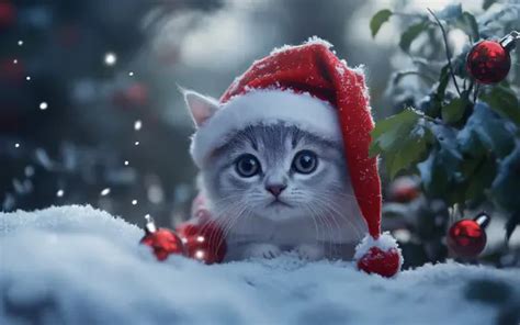 [70+] Christmas Cat Wallpapers