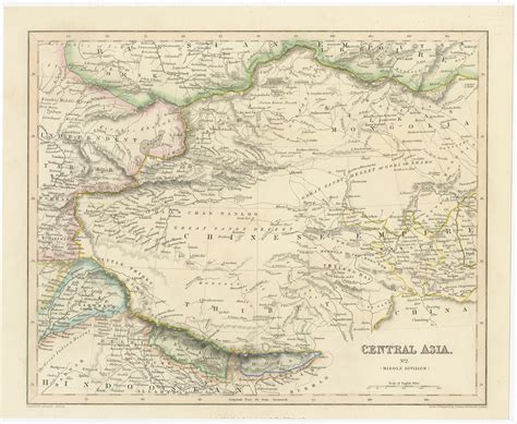 Antique Map of Central Asia by Archer (c.1843)