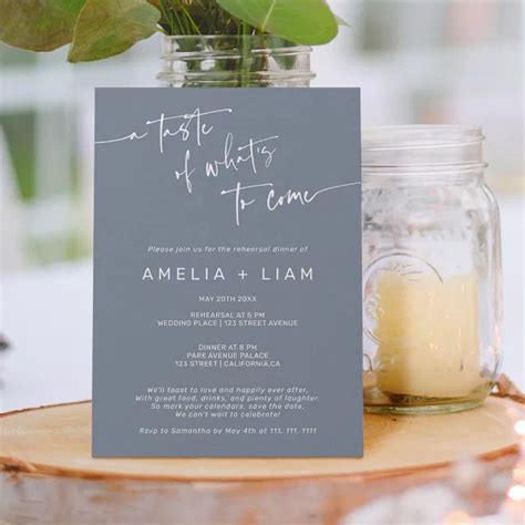 Simple Chic Dusty Blue Wedding Rehearsal Dinner Invitation Zazzle