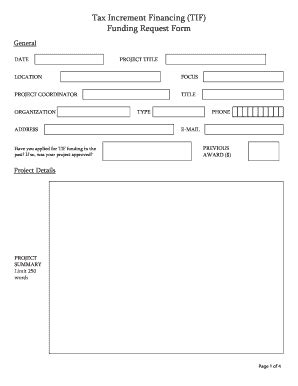 Fillable Online Tax Increment Financing Tif Funding Request Form Fax