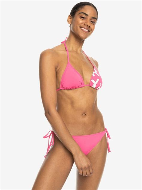 Roxy Beach Classics Tie Side Triangle Bikini Set F R Frauen Mooloolabas