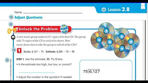 Go Math 5th Grade Lesson 2 8 Adjust Quotients Youtube