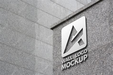 Premium PSD | Metal logo mock-up on concrete wall