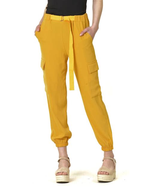 Pantalón Bolsillos Cinturón Italiano Amarillo Bou s Store