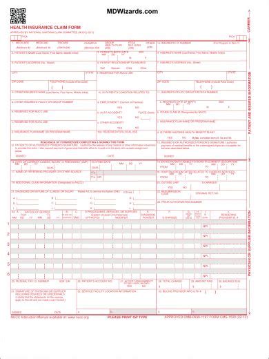 Download Fillable Hcfa 1500 Claim Form Pdf Rtf Word