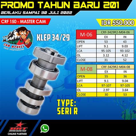 Jual Mastercam Noken As Camshaft Monkey Seri R M M Honda Crf