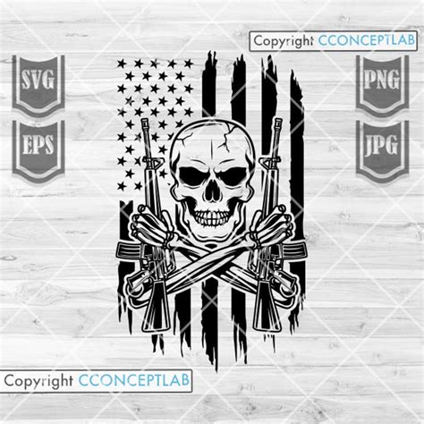 Us Skull With Guns Svg Skull And Guns Svg Skull Clipart Etsy Australia